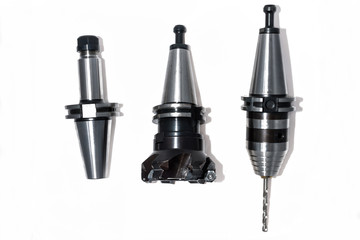 Metal milling tools / equipments with holder for cnc machine for heavy industry on white background