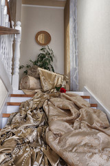 Luxury fabric on the stairs