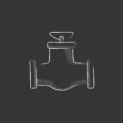 Gas pipe valve. Drawn in chalk icon.