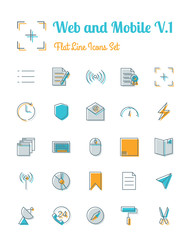 vector web and mobile icons set flat line style