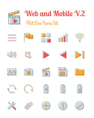 vector web and mobile icons set flat line style