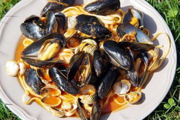 pâtes aux moules et aux coques
