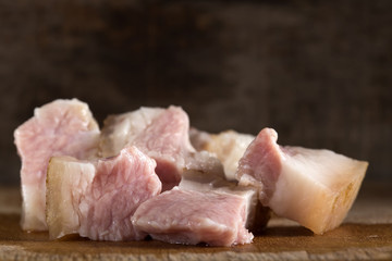 Fat pieces raw pork