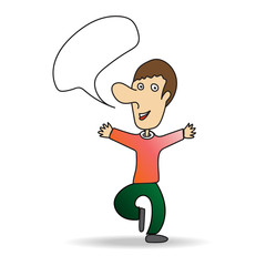 Happy man with speech babble.