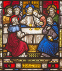 Obraz na płótnie Canvas Rome - The Last Supper on the windowpane of All Saints' Anglican Church by workroom Clayton and Hall (19. cent.)