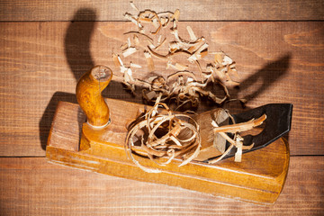 Jointer on wooden background
