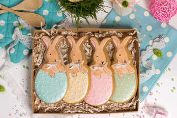 family holiday present box, gift card,  easter rabbits honey-cake