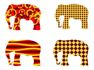Indian elephant pattern. Set of vector illustrations.