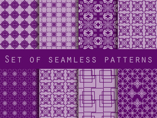 Set of seamless patterns. Geometric patterns. The pattern for wallpaper, tiles, fabrics and designs. Vector.