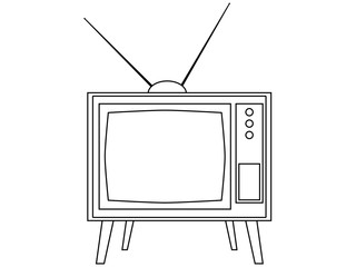 Old TV with antennas. Retro tv icon. Vector.