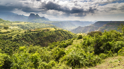 Panorama view in Simien mountains national park, Ethiopia