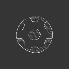Soccer ball. Drawn in chalk icon.