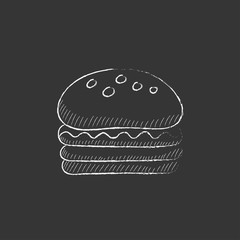 Hamburger. Drawn in chalk icon.