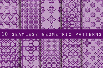 Set seamless pattern in art deco style.  Violet colors.
