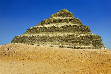 Fototapeta na wymiar Egypt. Sakkara. The Step Pyramid of King Djoser (Zoser) of the 3rd Dynasty. The Pyramid Fields from Giza to Dahshur is on UNESCO World Heritage List