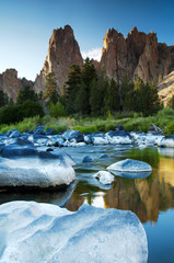 Stone in river, Smith Rock National Park