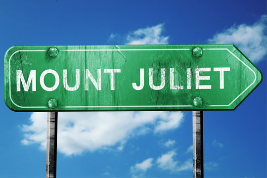 Mount Juliet Road Sign , Worn And Damaged Look