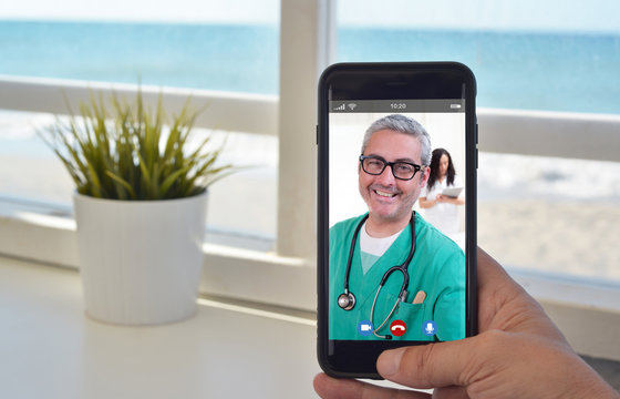 smartphone video call to talk to doctor