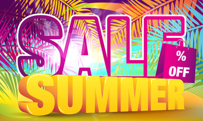 Colorful Summer Sale Banner - Vector Illustration