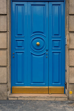 Blue Door With Yellow Door Knob