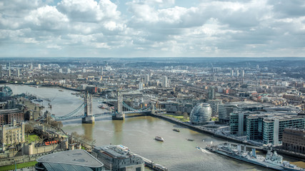 London Cityscape Skyline View. Famous Landmarks River Thames