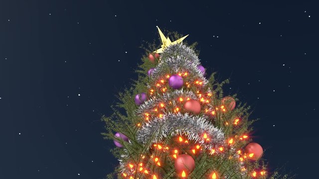 Christmas tree with black and white tinsel turntable animation