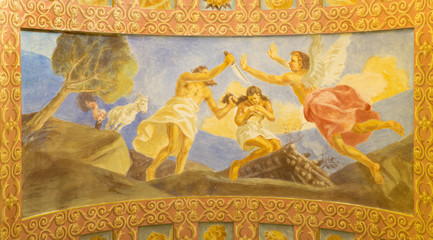 Rome - The fresco The Sacrifice of Isaac (1957-1965) in church Basilica di Santa Maria Ausiliatrice...