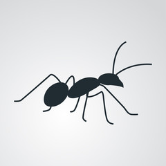 Icono plano silueta de hormiga en fondo degradado #1