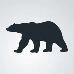 Icono plano silueta oso polar en fondo degradado