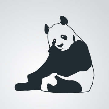 Icono plano silueta oso panda en fondo degradado