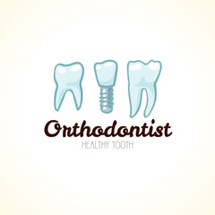Healthy orthodontist teeth. Vector logo