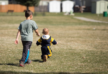 Brothers walking together.