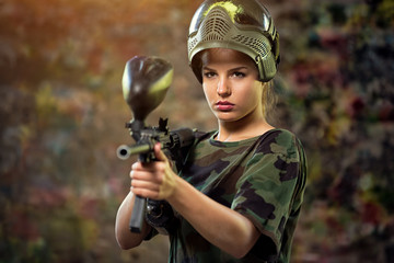 attractive female paintball