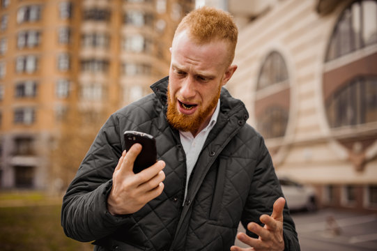 Angry man screaming on phone