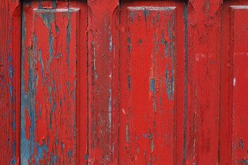 red painted wooden door frame detail background