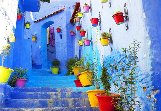 Architectural detail in the Medina of Chefchaouen, Morocco, Africa