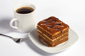 Honey cake and coffee