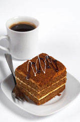 Honey cake and coffee