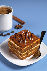 Honey cake and coffee