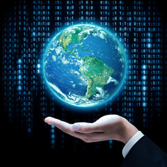 Businessman hand holding earth planet. Elements of this image are furnished by NASA