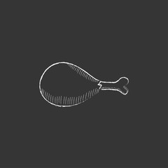 Chicken leg. Drawn in chalk icon.