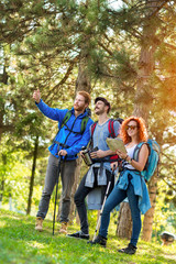 Hikers looking at the way in distance