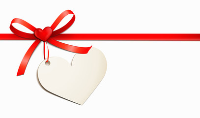 red bow with heart and greeting card