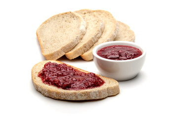 Bread and raspberry jam
