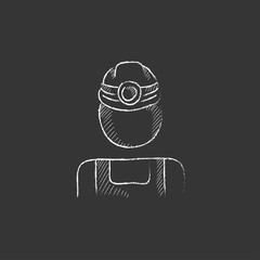 Coal miner. Drawn in chalk icon.