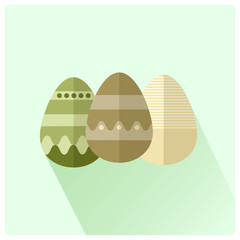 Fototapeta premium Happy easter brown gold eggs on green background. Vector illustration. Icons flat design. Holidays style.