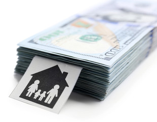 Pack of American dollars, isolated on white. Saving concept