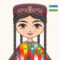 The girl in Uzbek dress. Historical clothes. Uzbekistan. Portrait. Avatar.