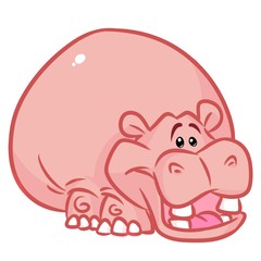Fat Hippo cartoon illustration   image animal character
