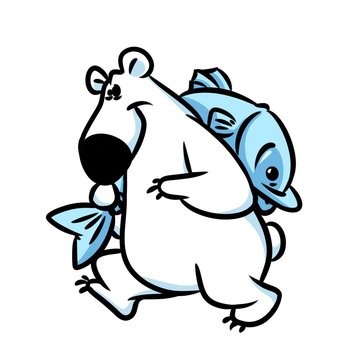 Polar Bear fish cartoon illustration isolated image